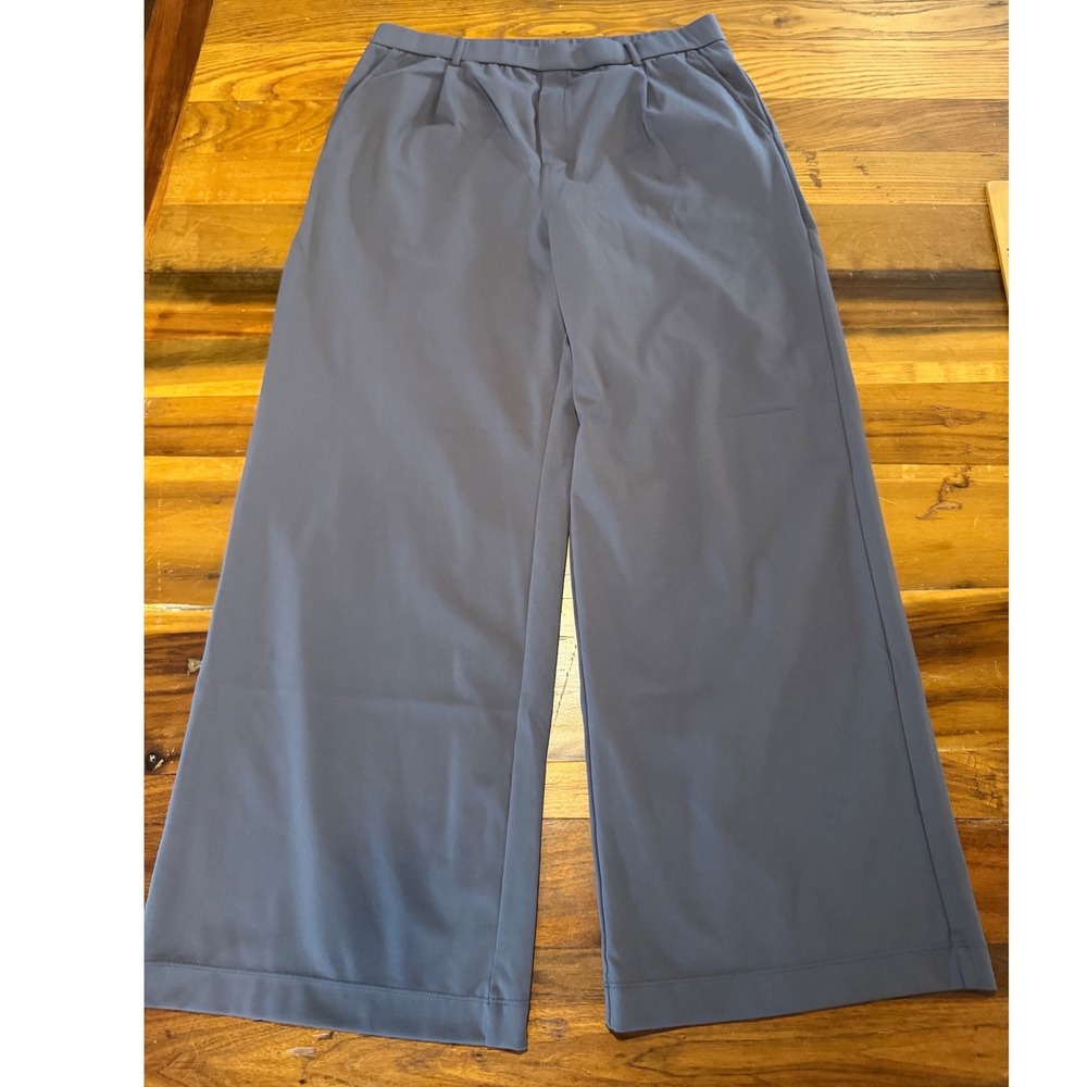 Halara Women XL Gray Wide Leg High Waisted Pleated Trousers Work Pants